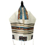 Emanuel Tallit - Cotton and Polyeseter With Silk Embroidery. Jerusalem Design
