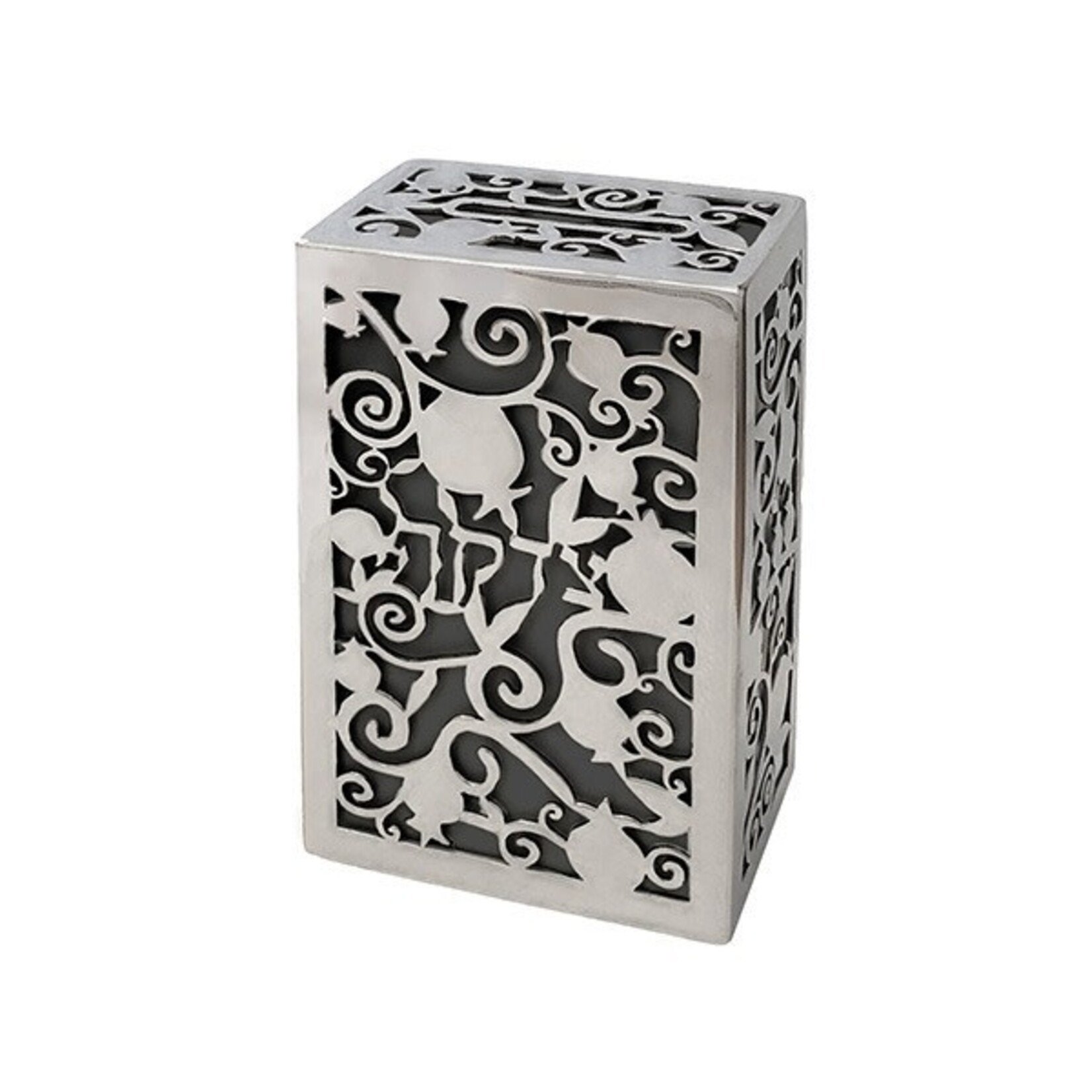 Yair Emanuel Tzedakah Box, Laser-Cut Aluminum, Grey