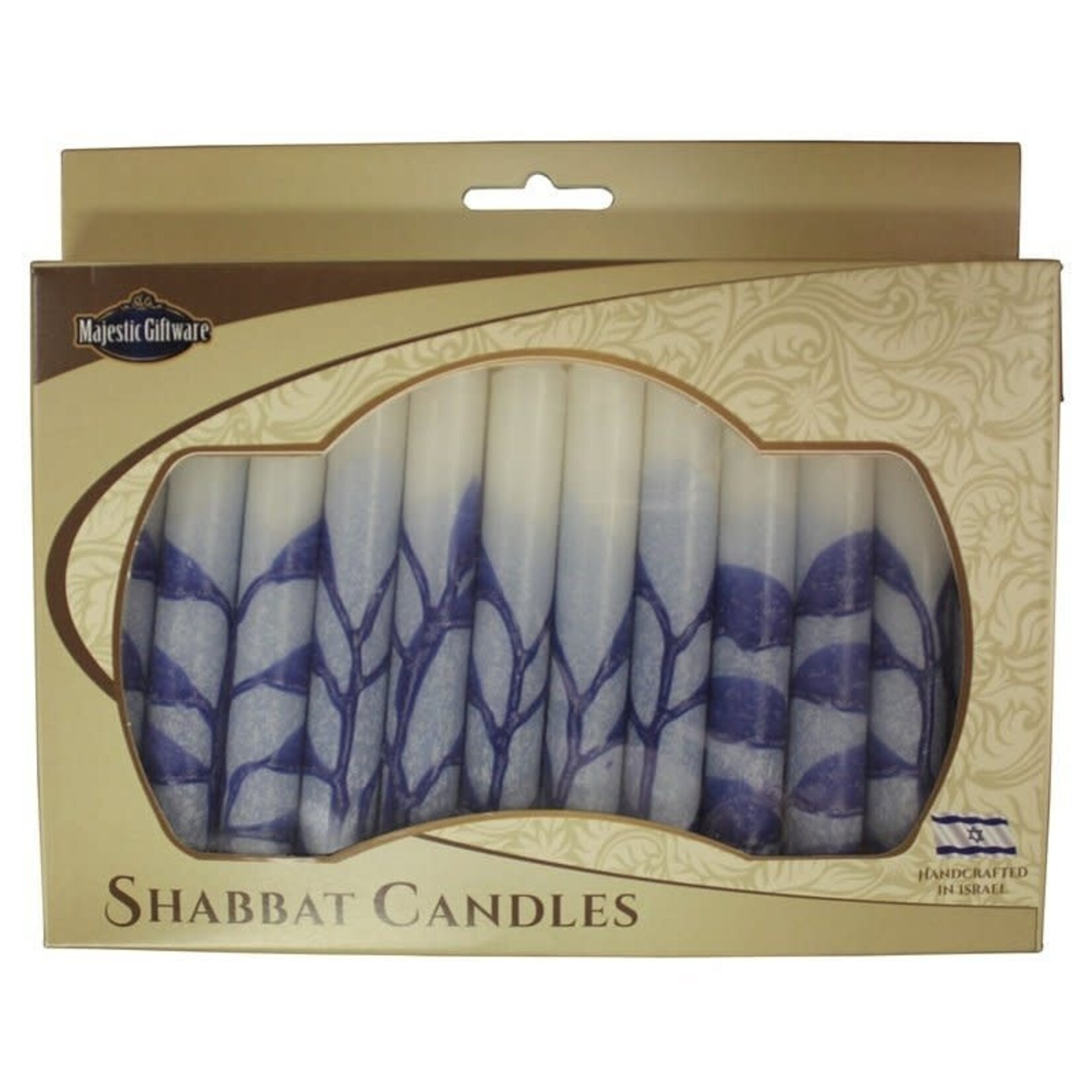 Safed Shabbat Candle - Tree Blue - 5.5"