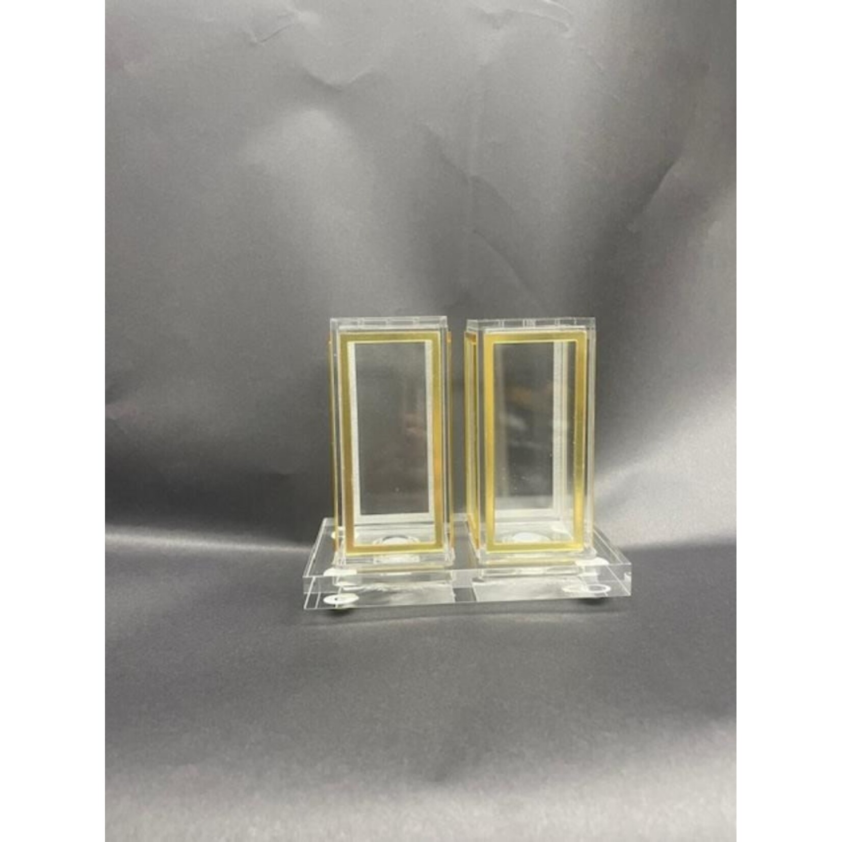 Salt and Pepper Shakers, Acrylic, Gold Trim