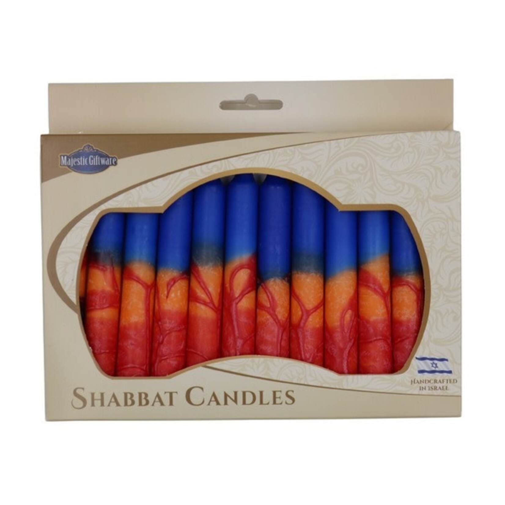 Safed Shabbat Candle - Harmony Red/Blue - 5.5"