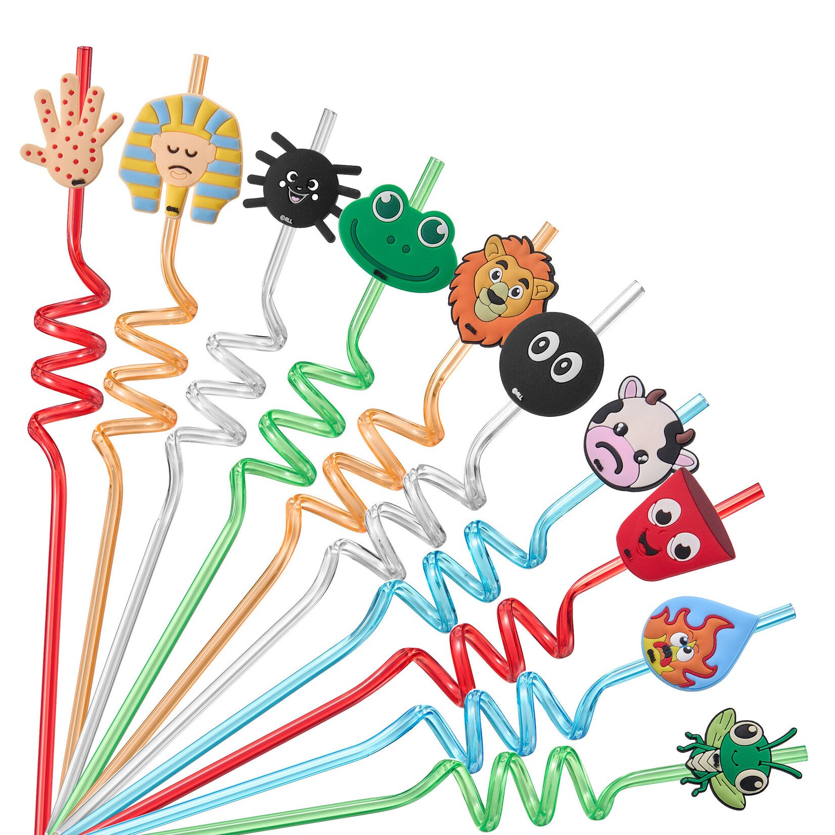 Passover 10 Plagues Plastic Reusable Straws, 10pcs