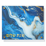 Glass Shabbat Challah Board, Blue Marble Design