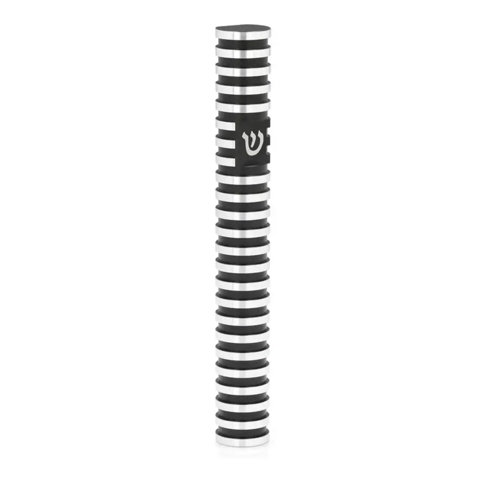 Round Mezuzah Case (S),  Grooved, Black