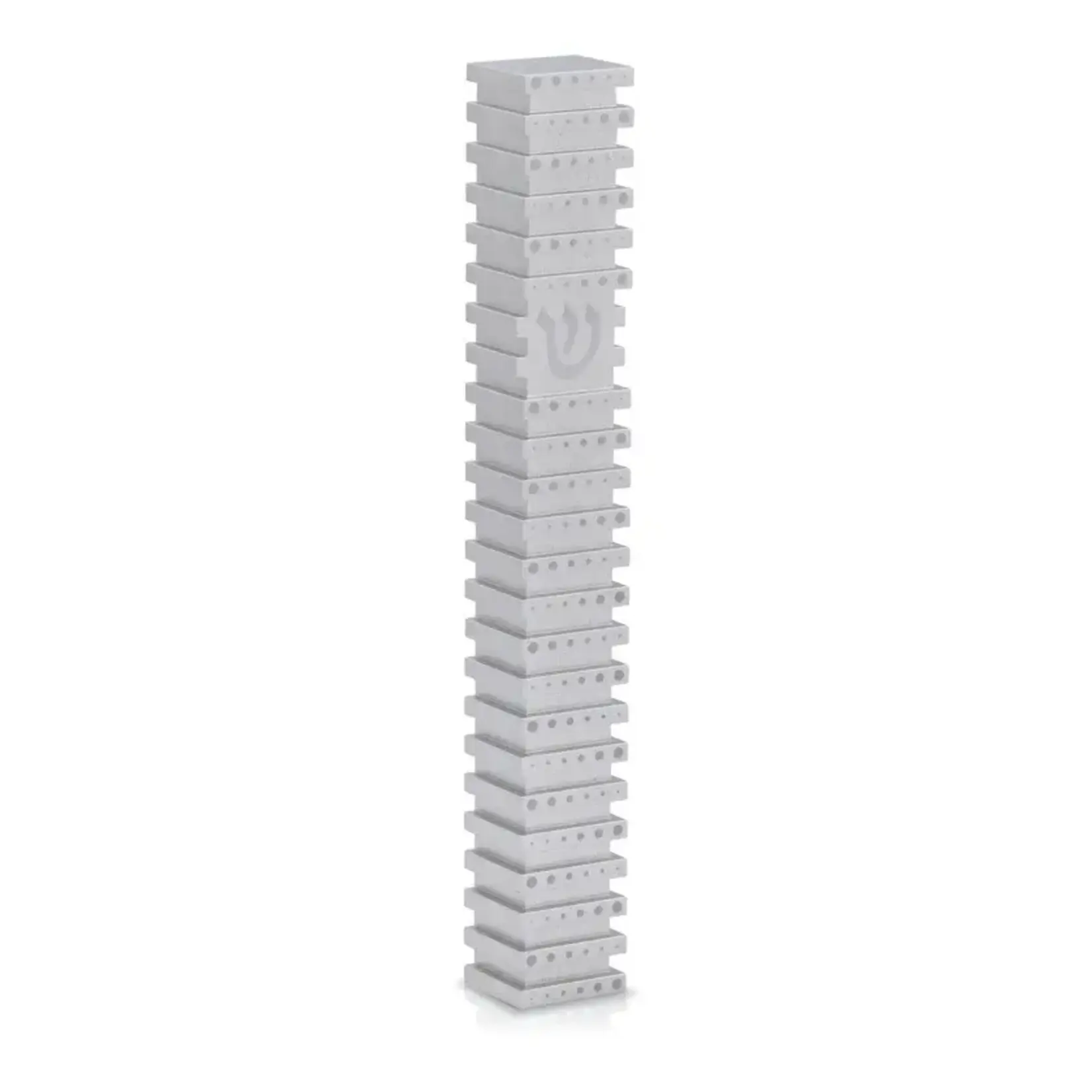 Square Mezuzah Case (S), Grooved, Silver
