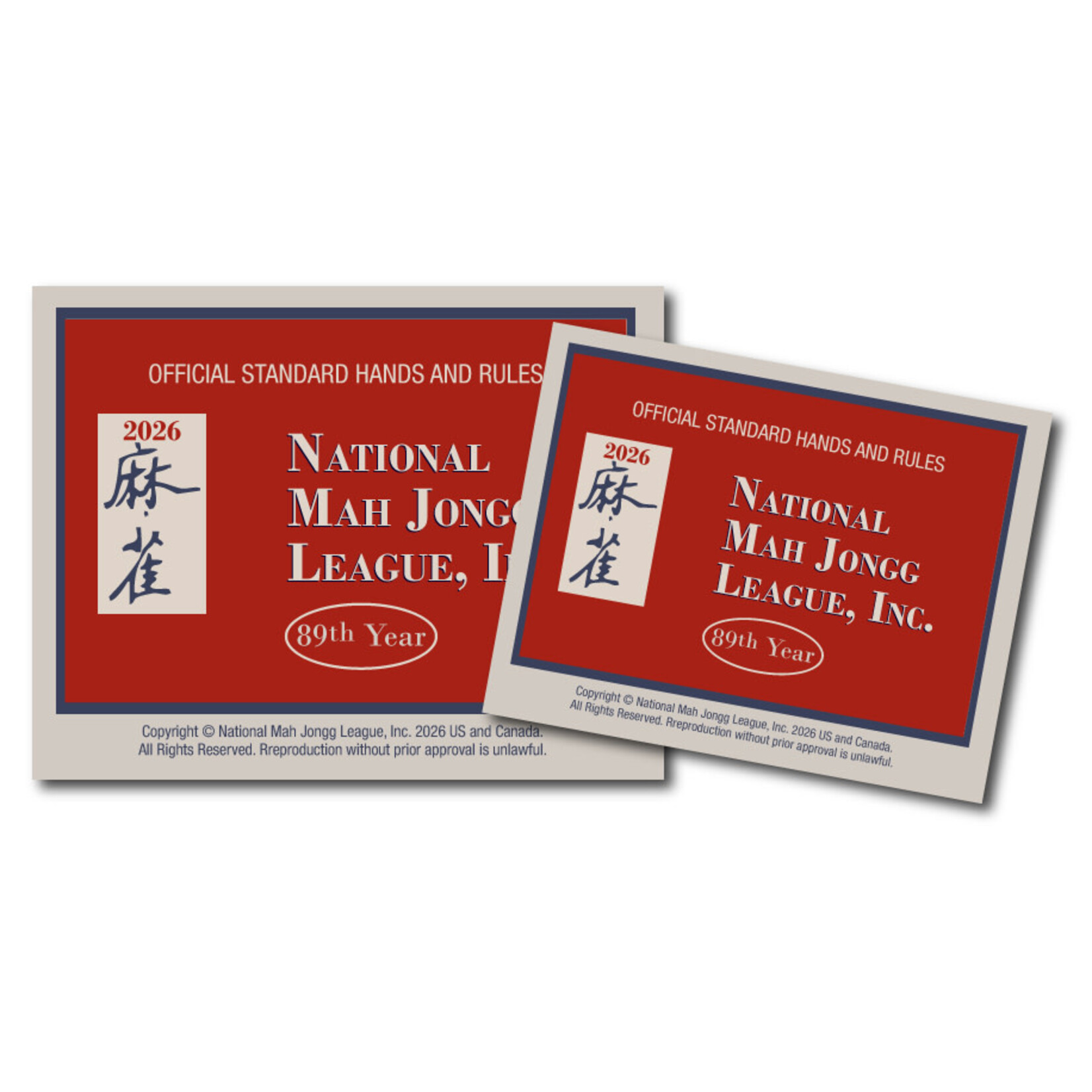 2026 National Mah Jongg League Rules Card - Large Print