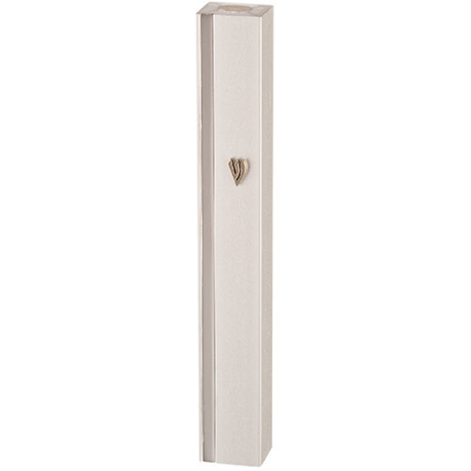 Matte Silver Aluminum Mezuzah Case - Metal Shin & Silver Stripe 12 cm