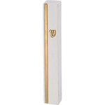 White & Gold Concrete Mezuzah Case - Stone-Like Polymer Finish 12 cm