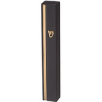 Black & Gold Concrete Mezuzah Case - Stone-Like Polymer Finish 12cm