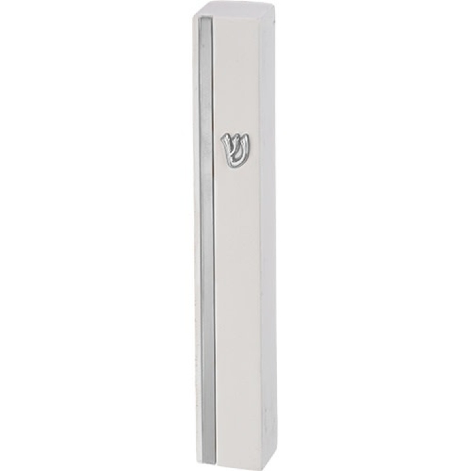 White & Silver Concrete Mezuzah Case - Stone-Like Polymer Finish 12 cm