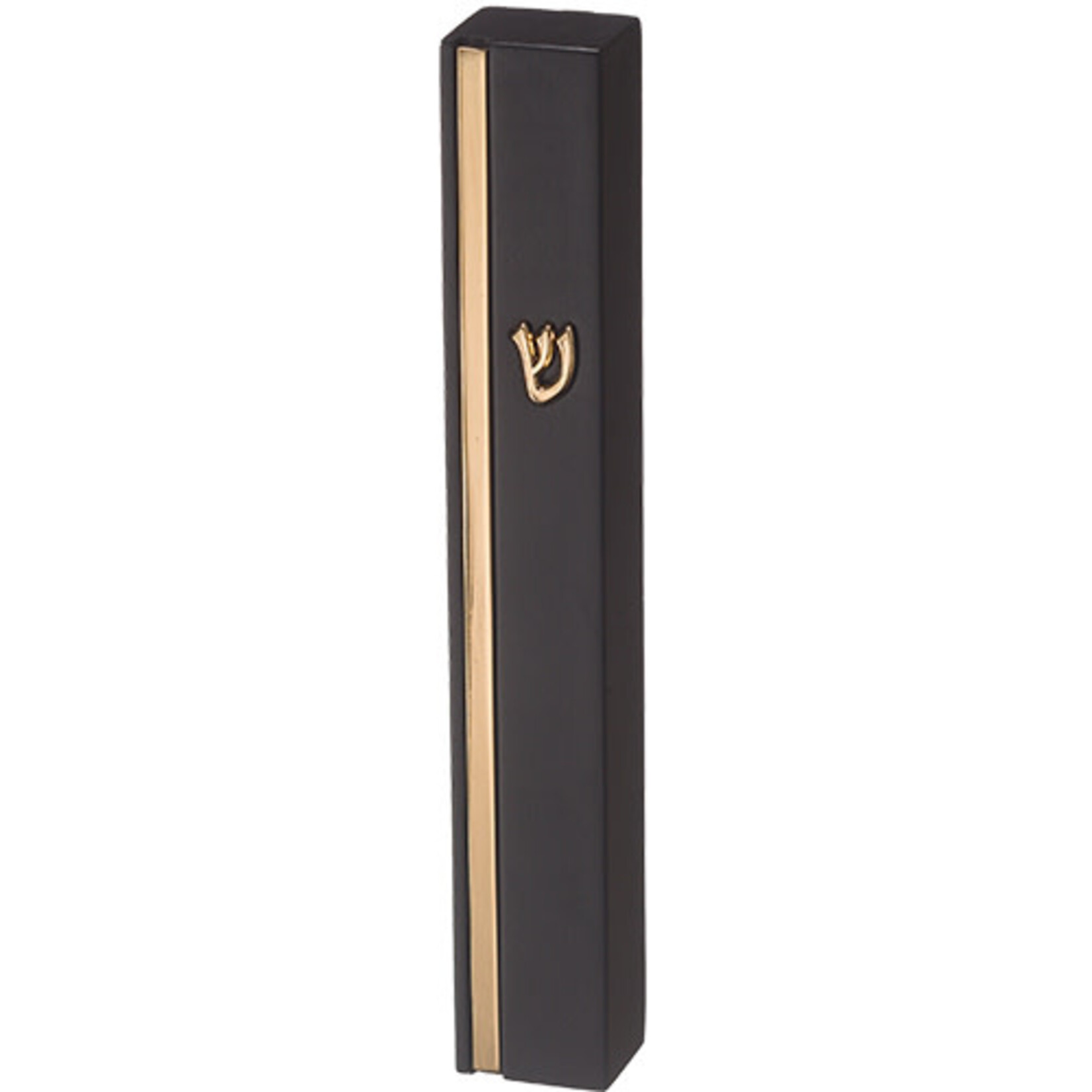 Black & Gold Concrete Mezuzah Case - Stone-Like Polymer Finish 12cm