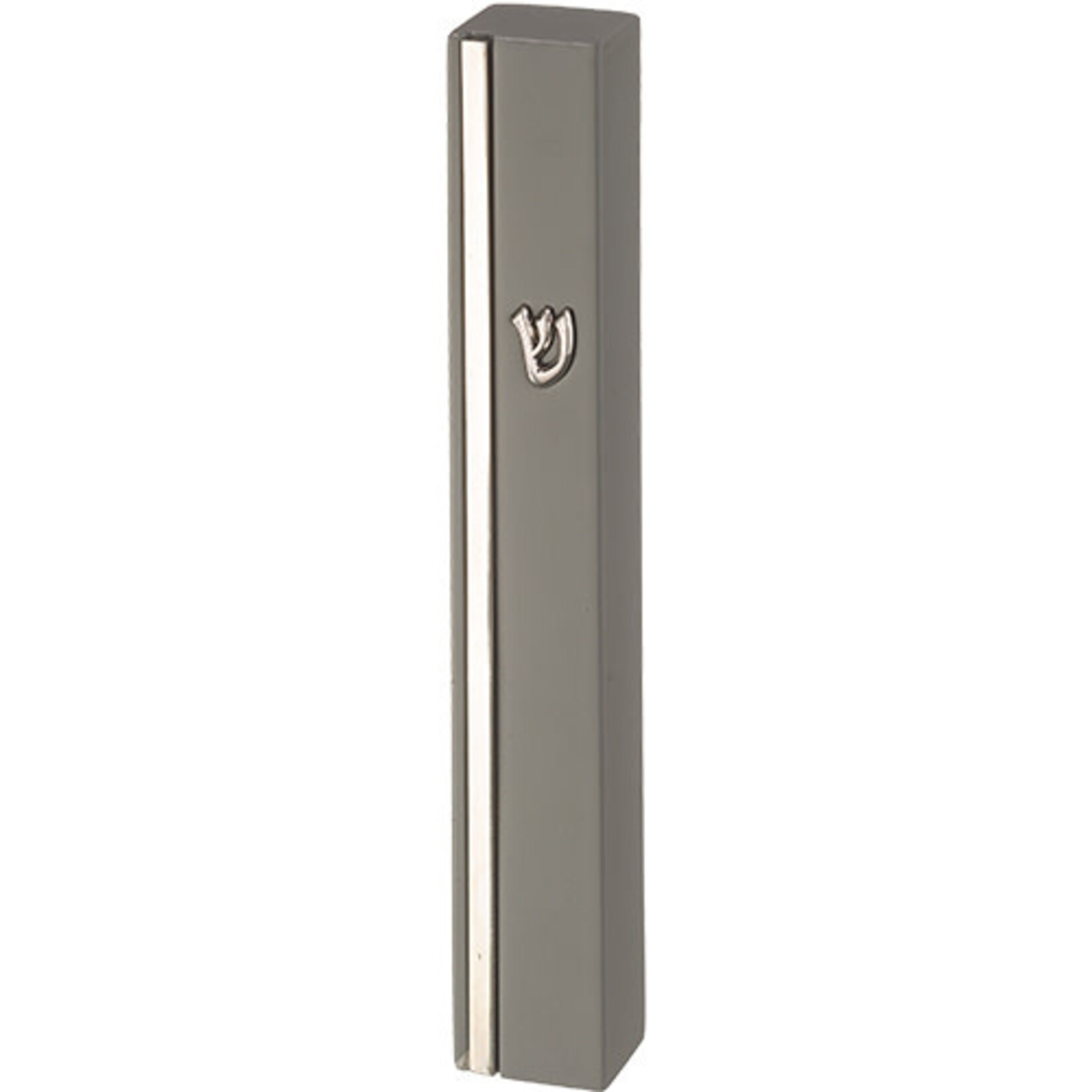Stone-Silver Concrete Mezuzah Case 12cm