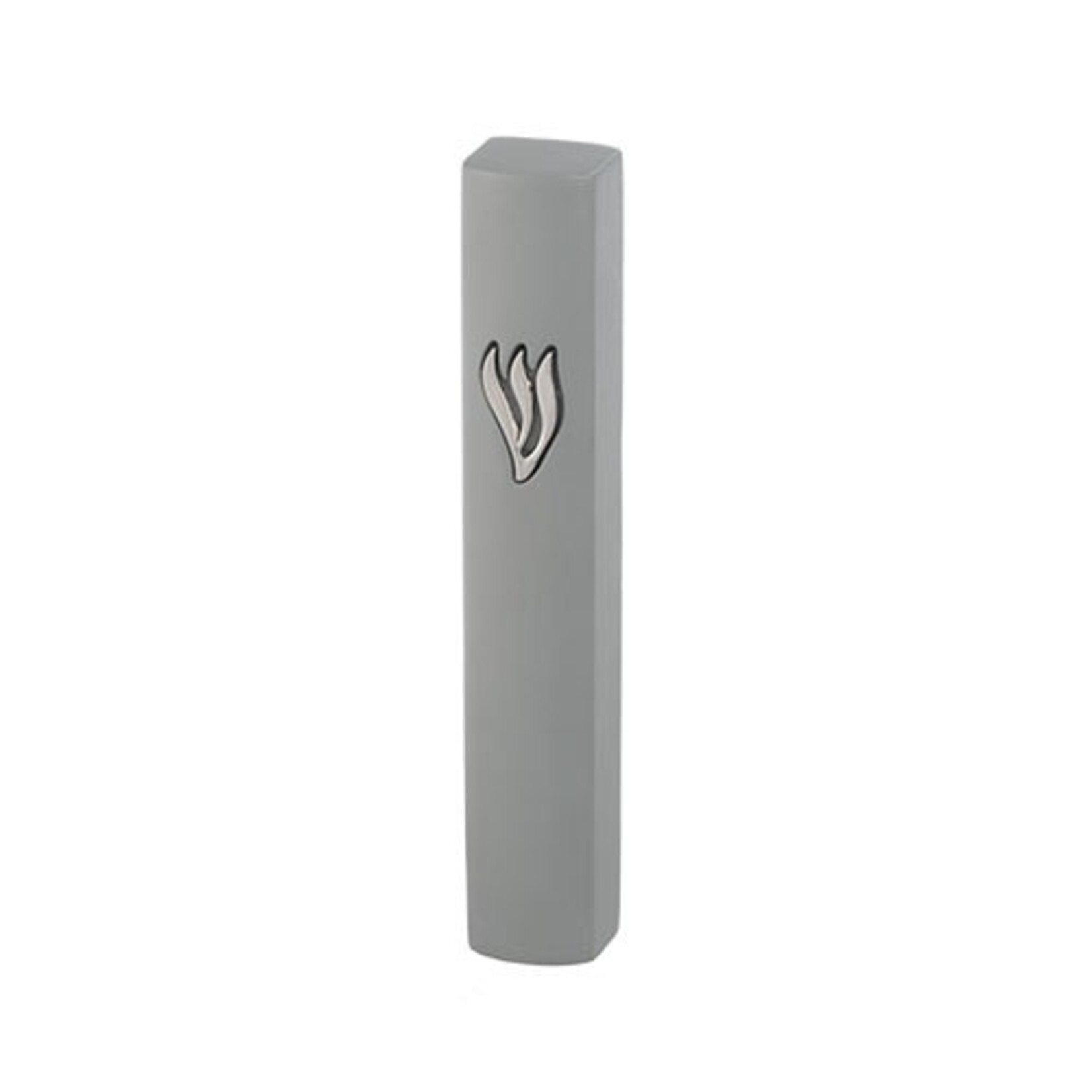 Stone-Silver Concrete Mezuzah Case 12cm