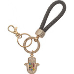 Hamsa Choshen Stones Black/Gold - Keychain