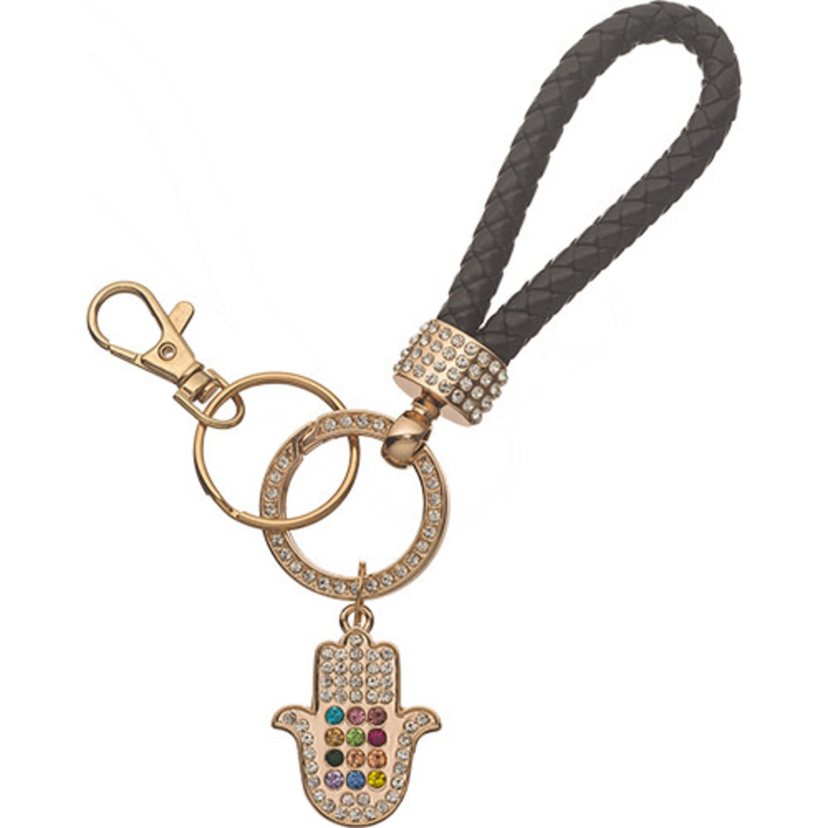Hamsa Choshen Stones Black/Gold - Keychain