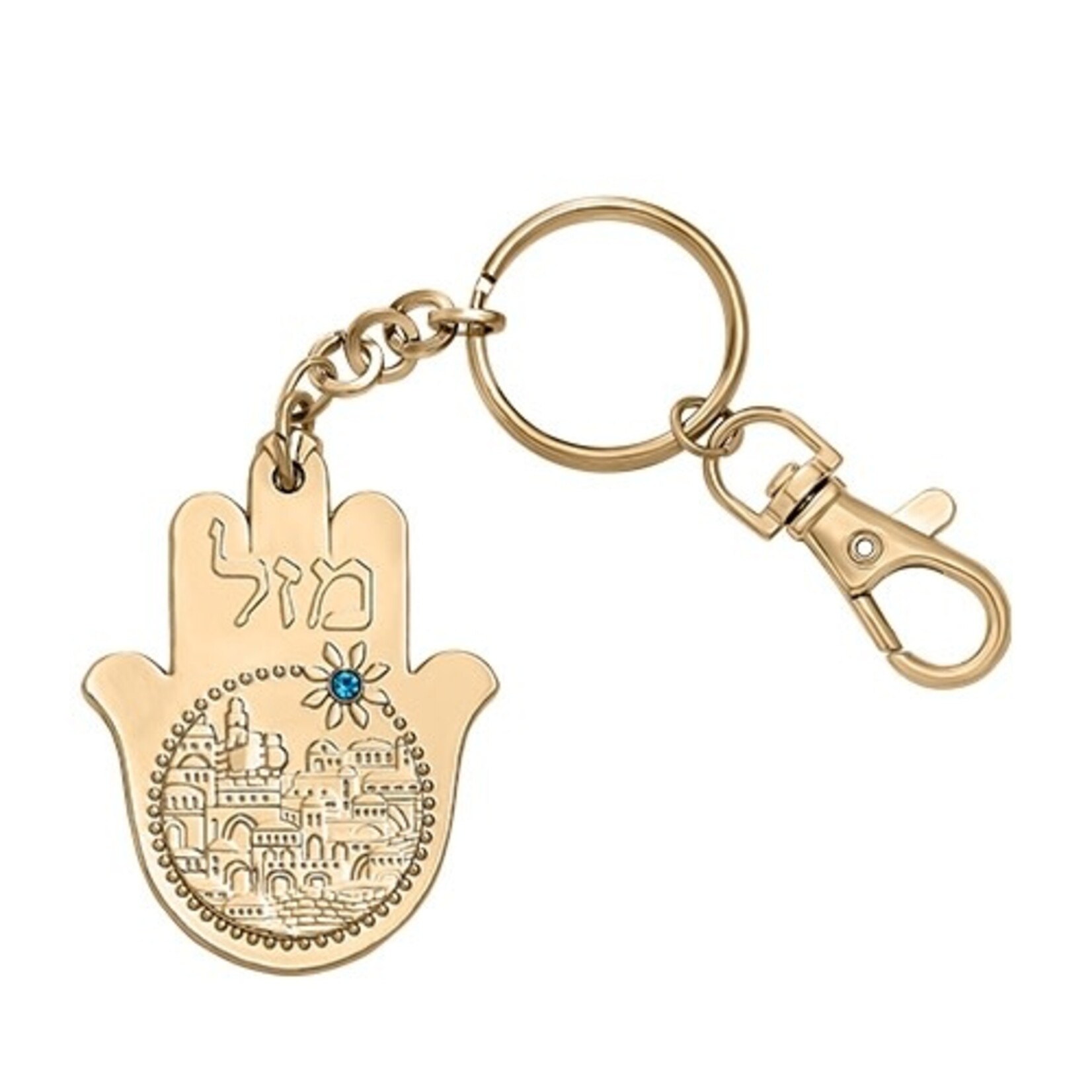 Mazal - Jerusalem - Gold Hamsa - Keychain