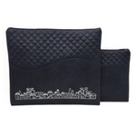 Tallit and Tefillin Cover Blue Jerusalem Silver Embossed Letters