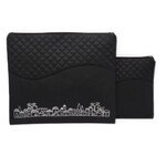 Tallit and Tefillin Cover, Black PU Jerusalem, Silver Embossed Letters