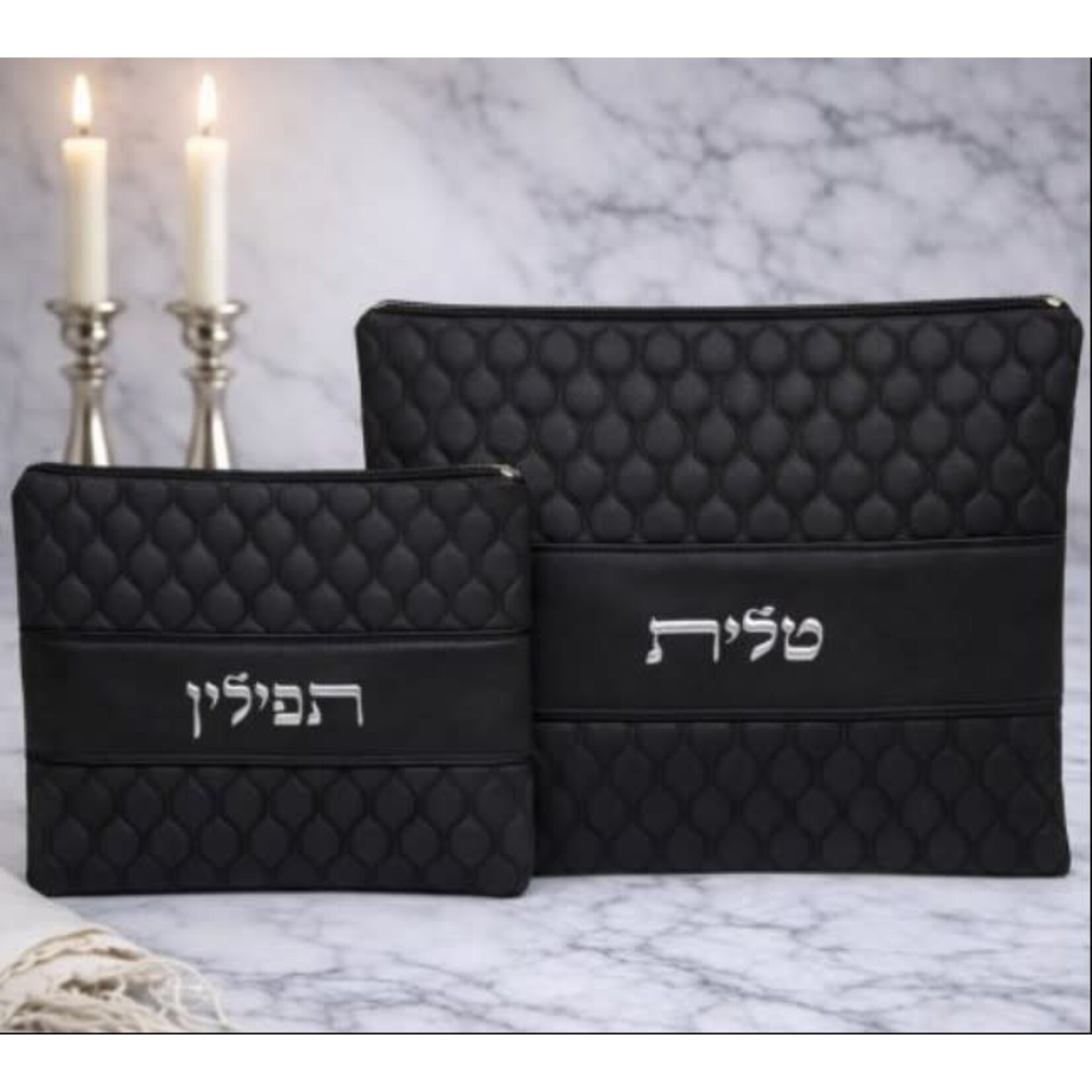Black vinyl Tallit and Tefillin bag