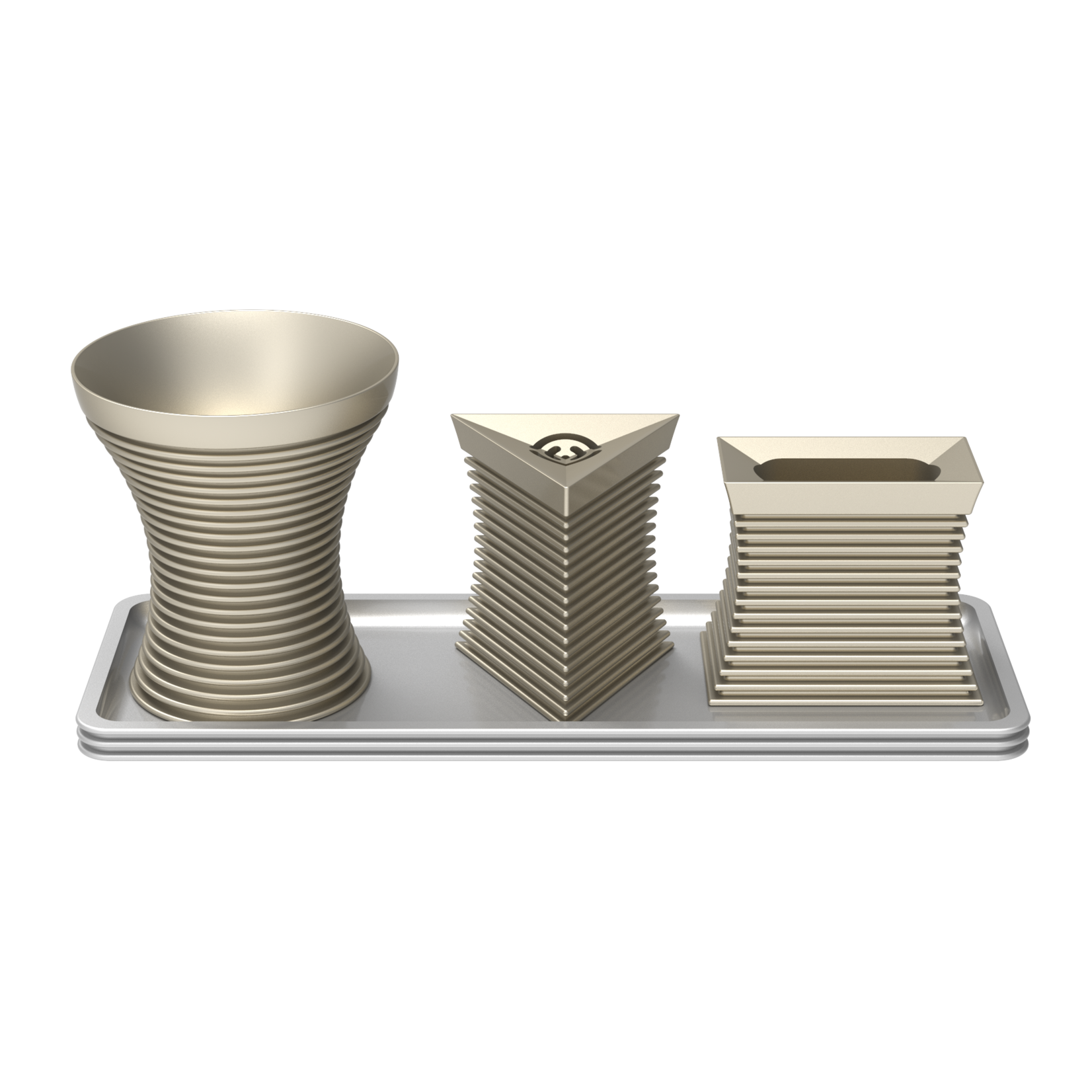 Havdalah Set, Grooved, Pale Gold