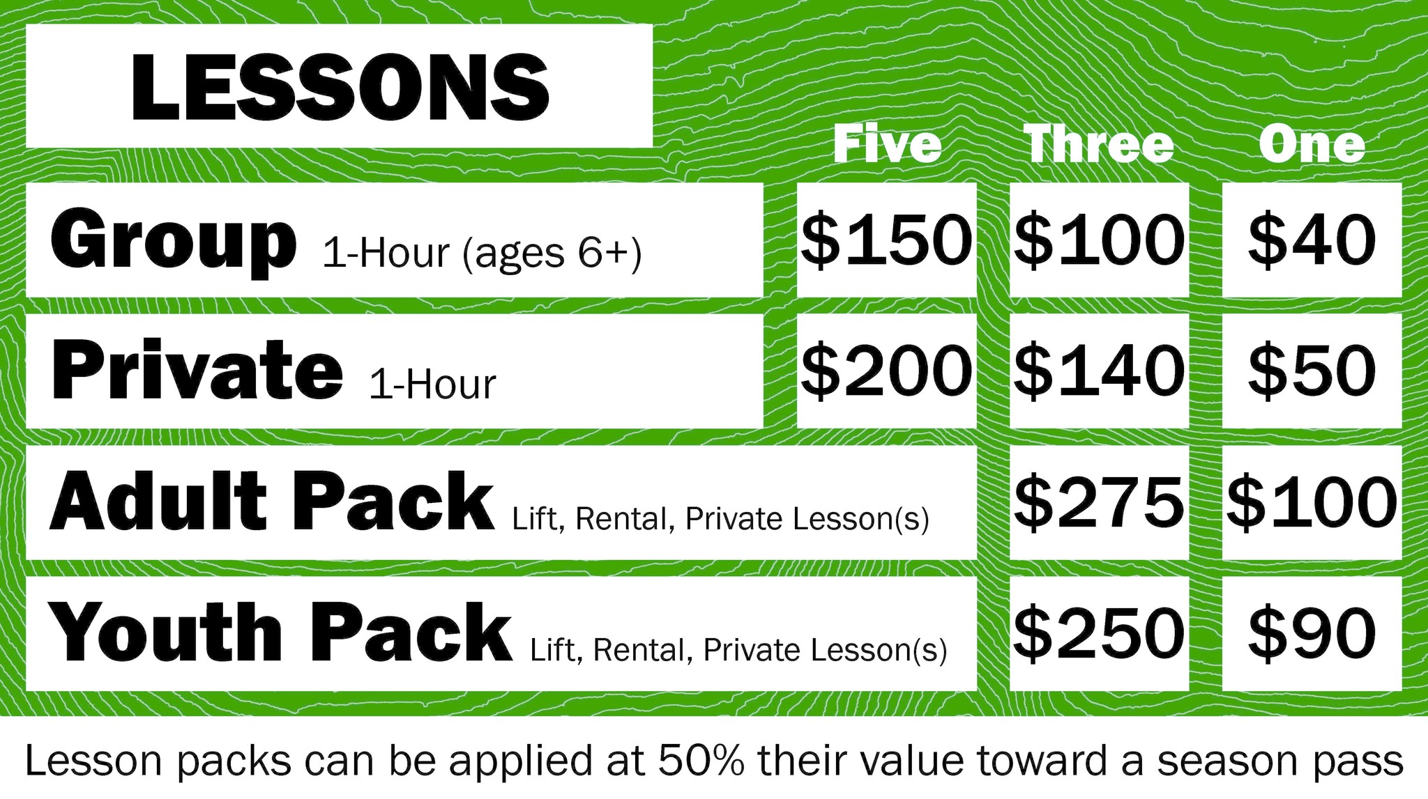 Lift Lesson Pricing