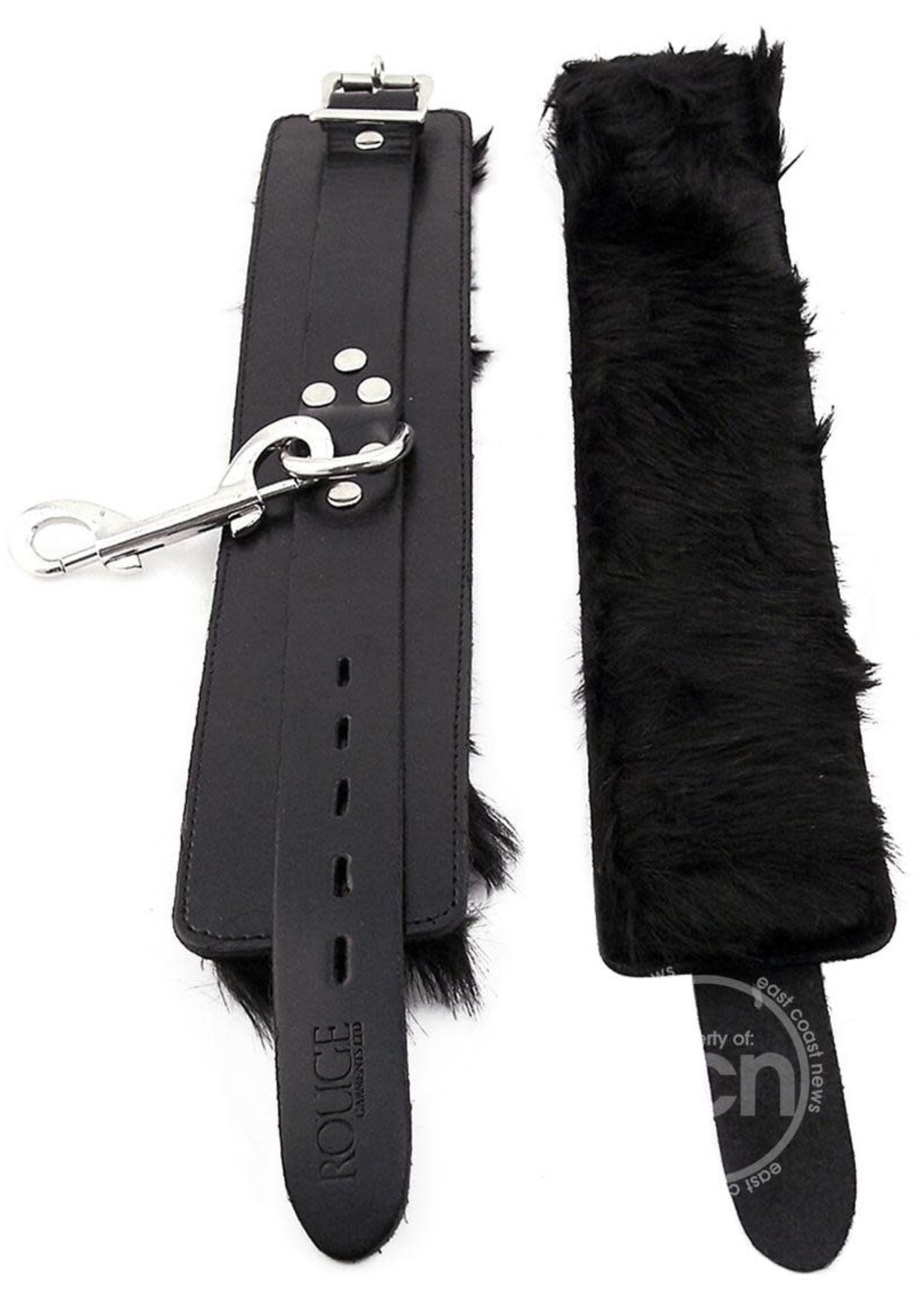 Rouge Rouge Leather Wrist Cuffs with Faux Fur Lining