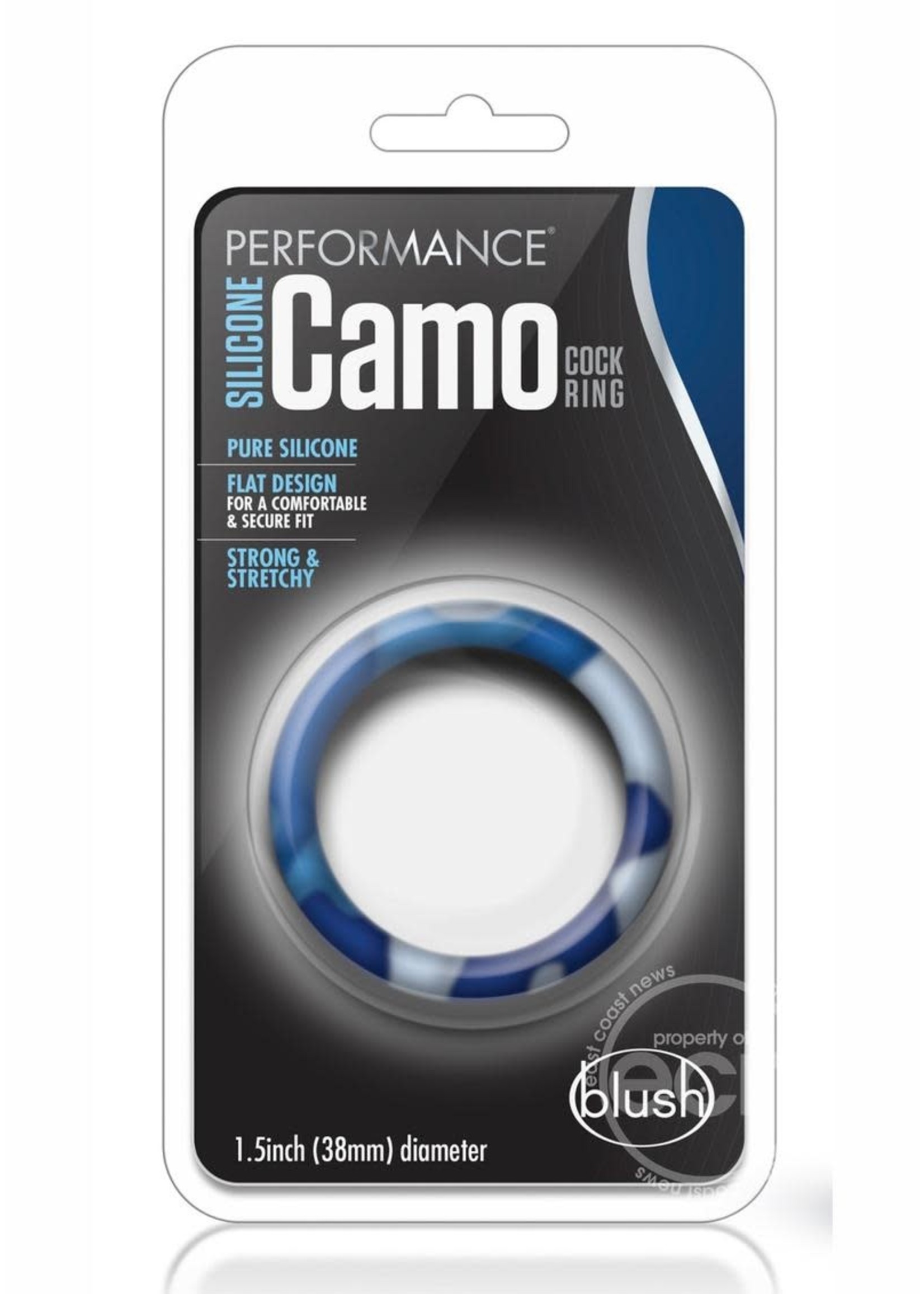 Blush Novelties Performance Silicone Camo Cock Ring - Blue Camouflage