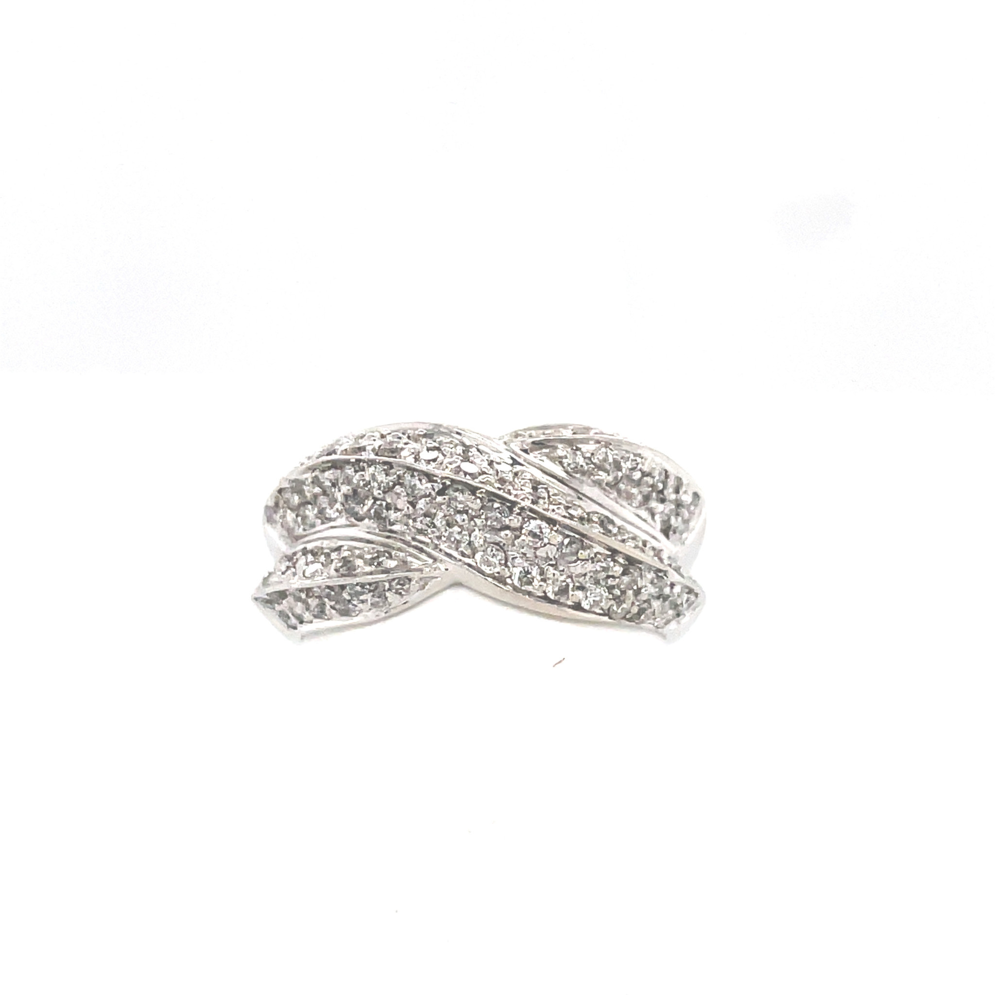 40295 14K WHITE GOLD 1CT DIAMOND PAVE SET X DESIGN RING