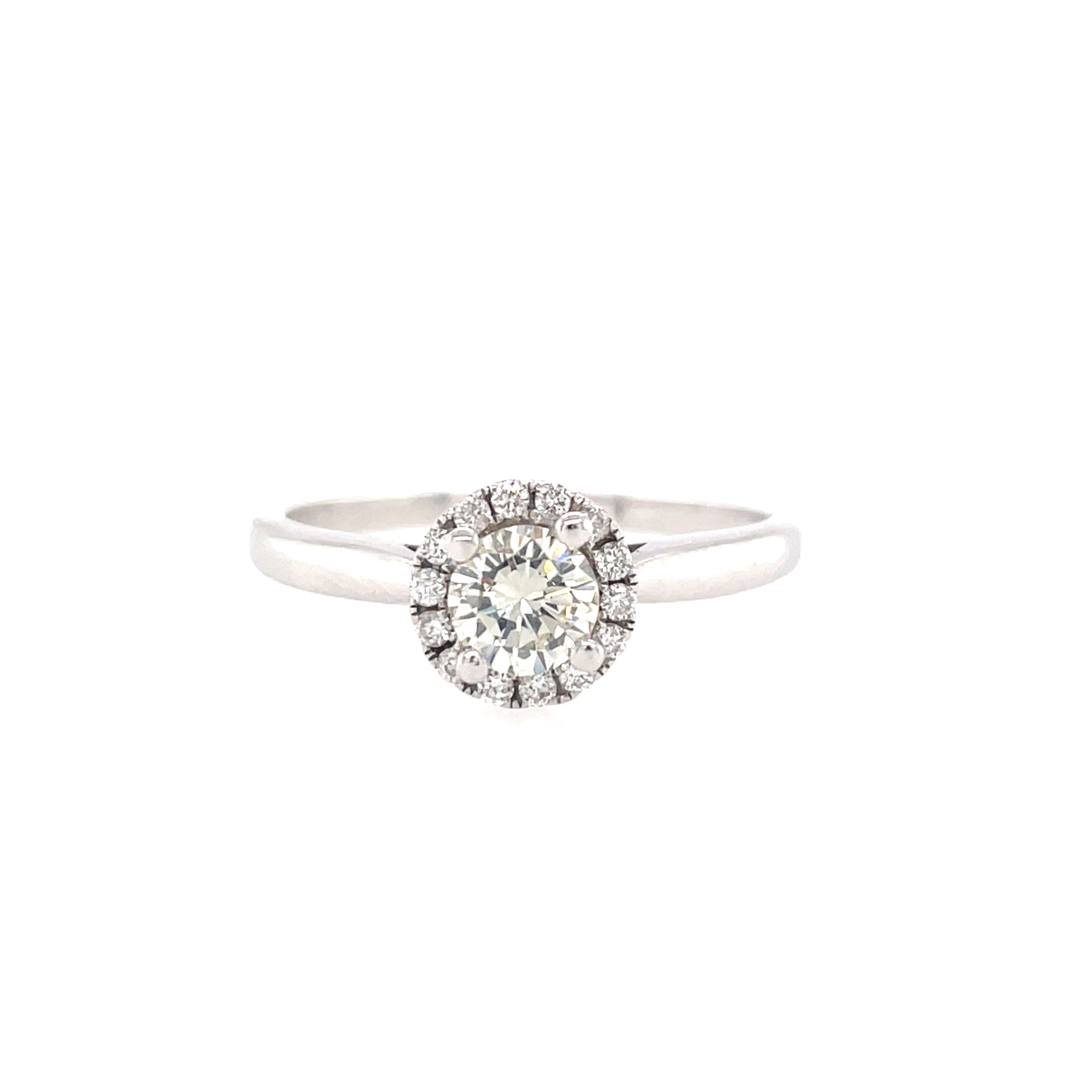 475542 14K WHITE GOLD .70TCW ROUND CENTER .24TCW HALO SOLITAIRE ENGAGEMENT RING