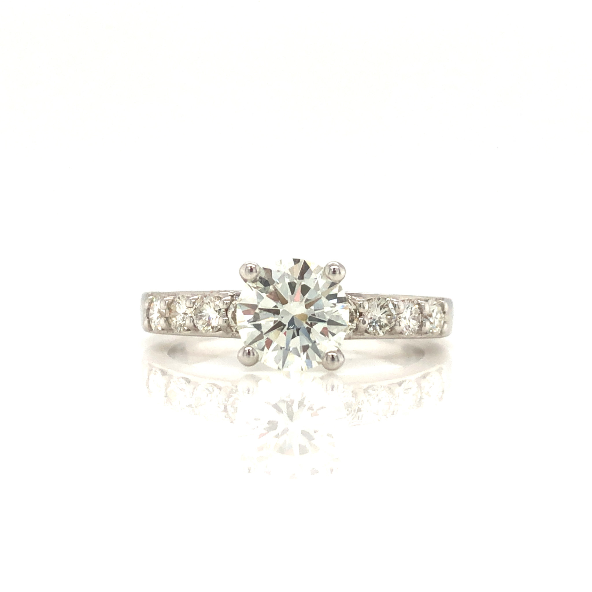 475645 14K WHITE GOLD 1.08CT SI1 ROUND CENTER COMMON PRONG SET ENGAGEMENT RING