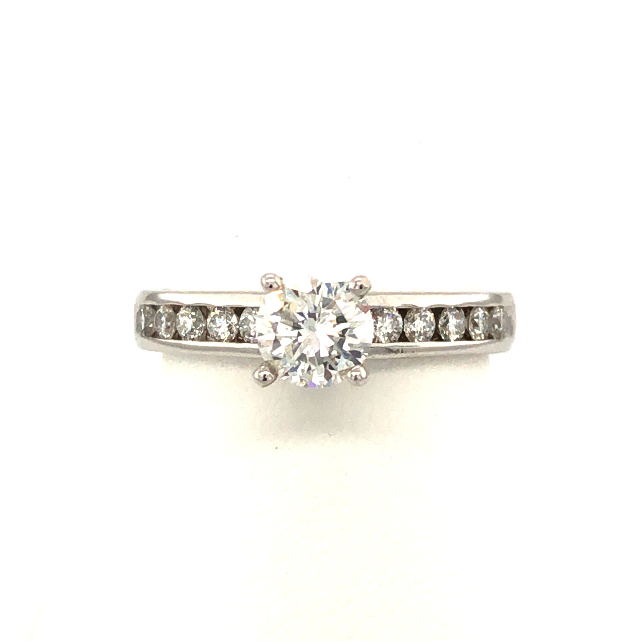 477540 14K WHITE GOLD 0.81TCW ROUND H I1 CENTER .50TCW CHANNEL SETTING ENGAGEMENT RING