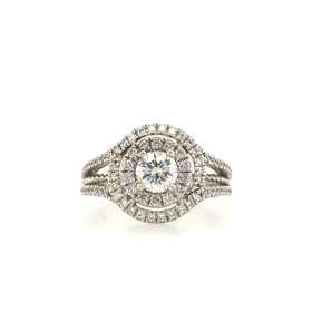 477545 14K WHITE GOLD .45CT H SI1 DOUBLE HALO.65TCW ENGAGEMENT RING