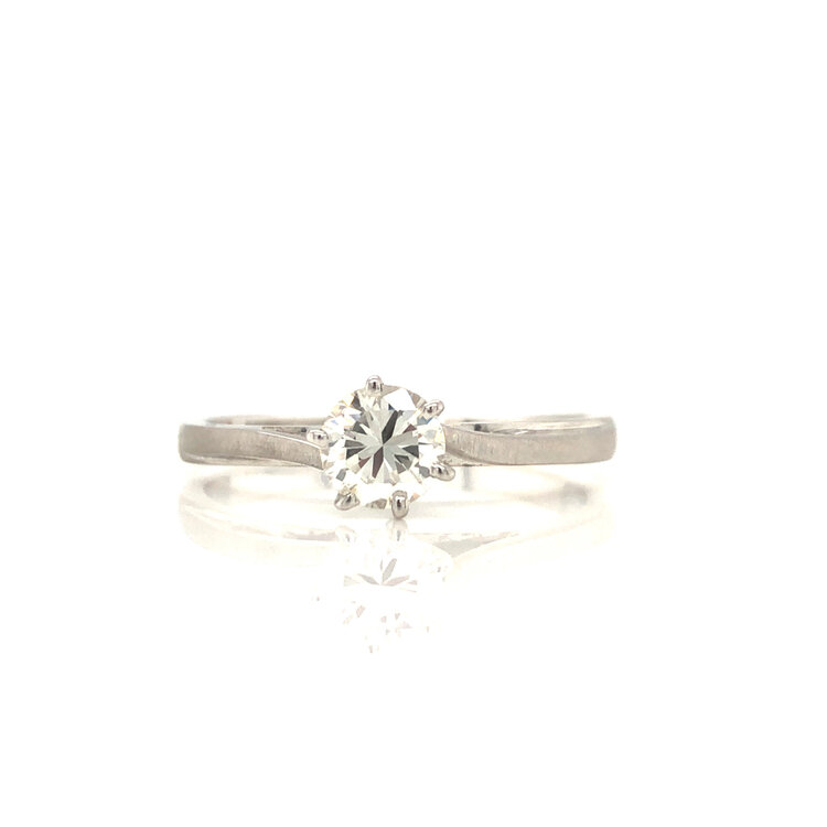 477981 14K WHITE GOLD H VS2 .50TCW ROUND DIAMOND SOLITARE ENGAGEMENT RING