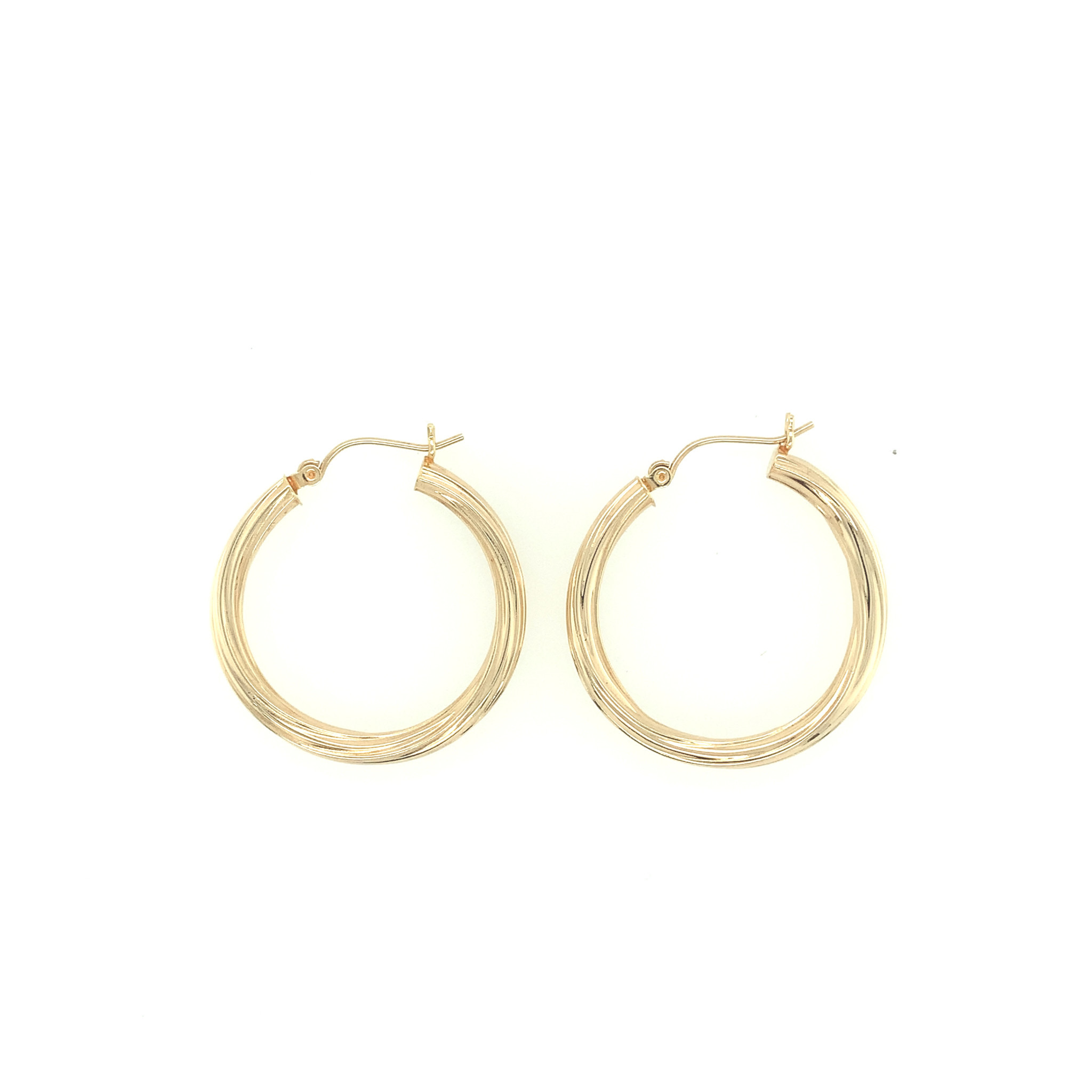 30093 14K YELLOW GOLD TWIST DESIGN HOOPS