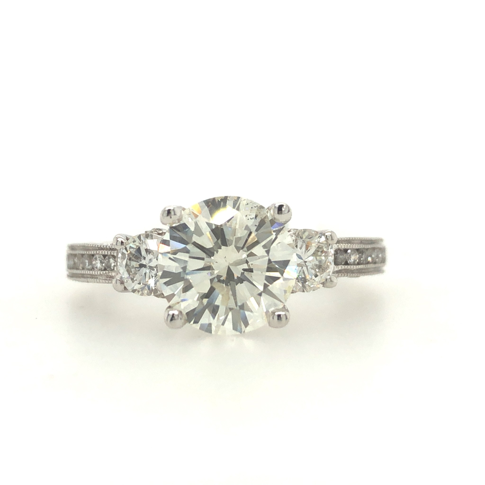 475055 14K WHITE GOLD 2.02 CT L I1 ROUND CENTER WITH .75TCW TACORI DESIGN SETTING ENGAGEMENT RING