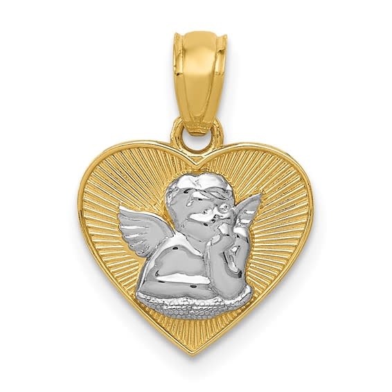 77791 14K 2 TONE SUNBURST ANGEL HEART CHARM