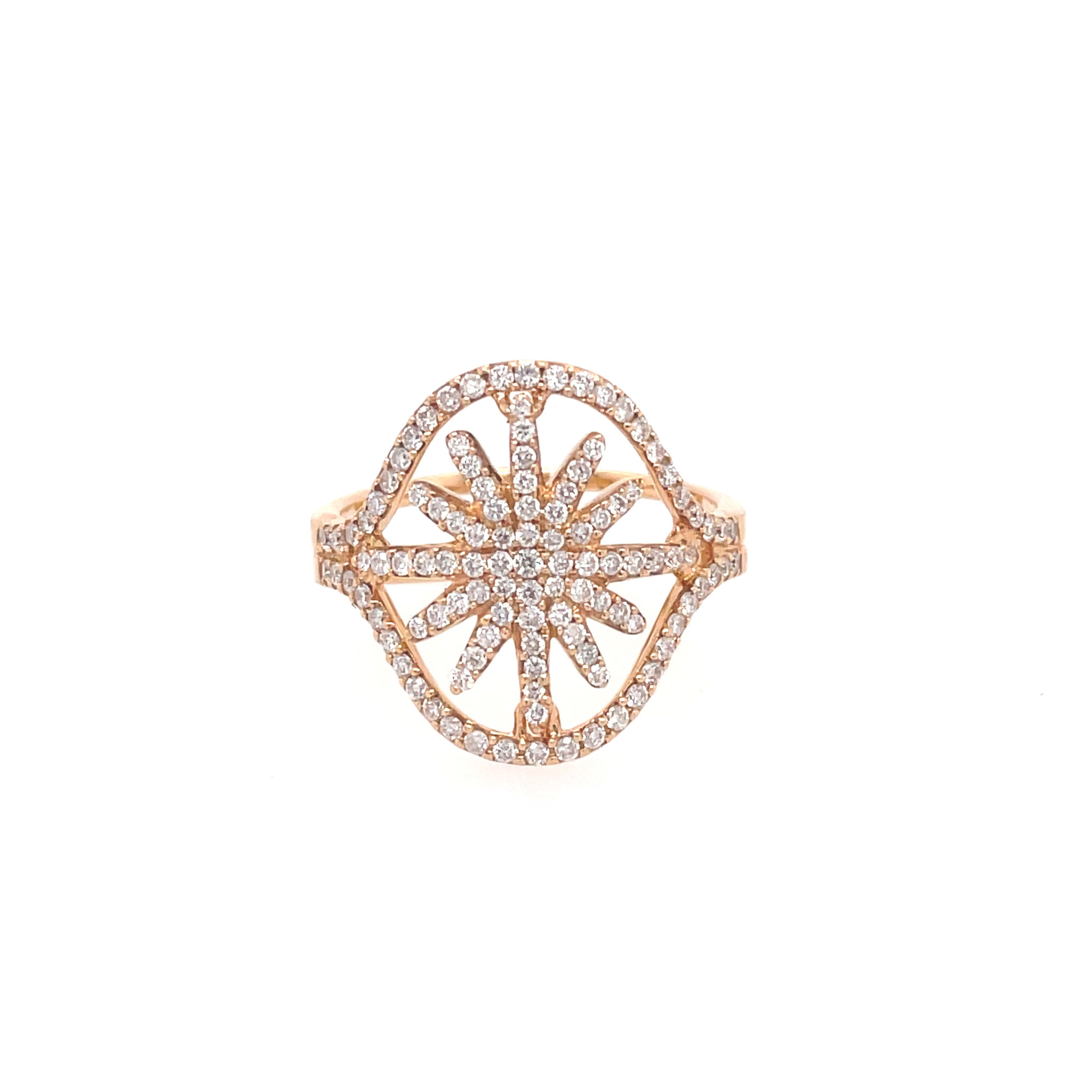 41144 18K ROSE GOLD .61TCW DIAMOND CLUSTER OPEN STAR DESIGN RING