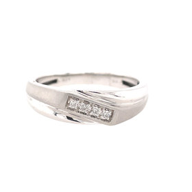 475547 10K WHITE GOLD BYPASS DIAMOND CHANNEL SET MATTE AND HIGH POLISH FINISH WEDDING BAND