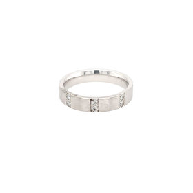 477637 14K WHITE GOLD .33CT DIAMOND WITH  SAPPHIRES ON SIDES WEDDING  BAND