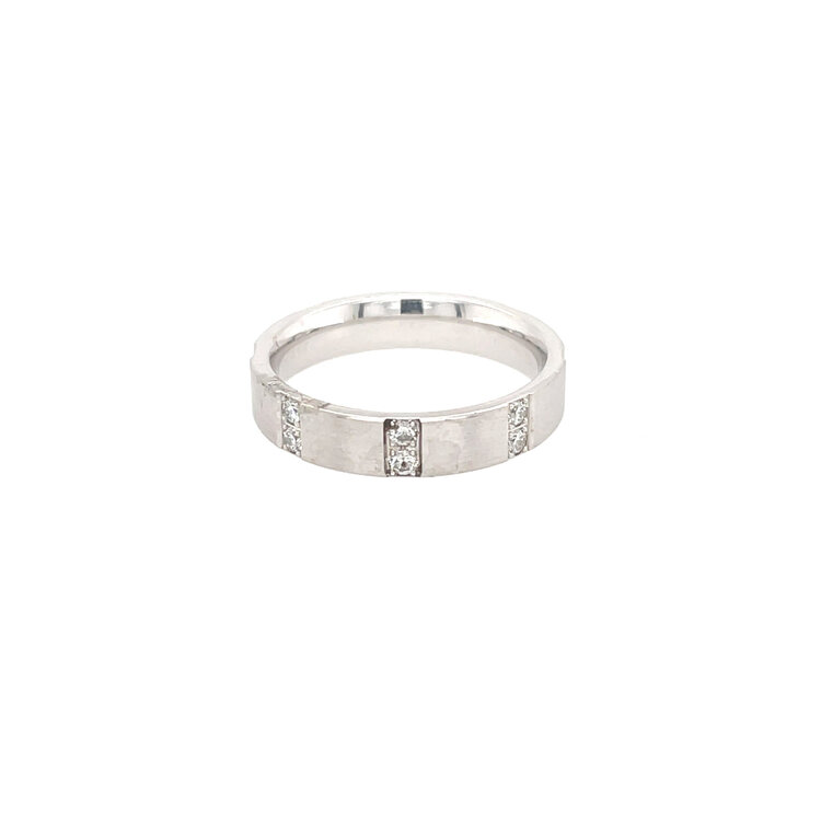 477637 14K WHITE GOLD .33CT DIAMOND WITH  SAPPHIRES ON SIDES WEDDING  BAND