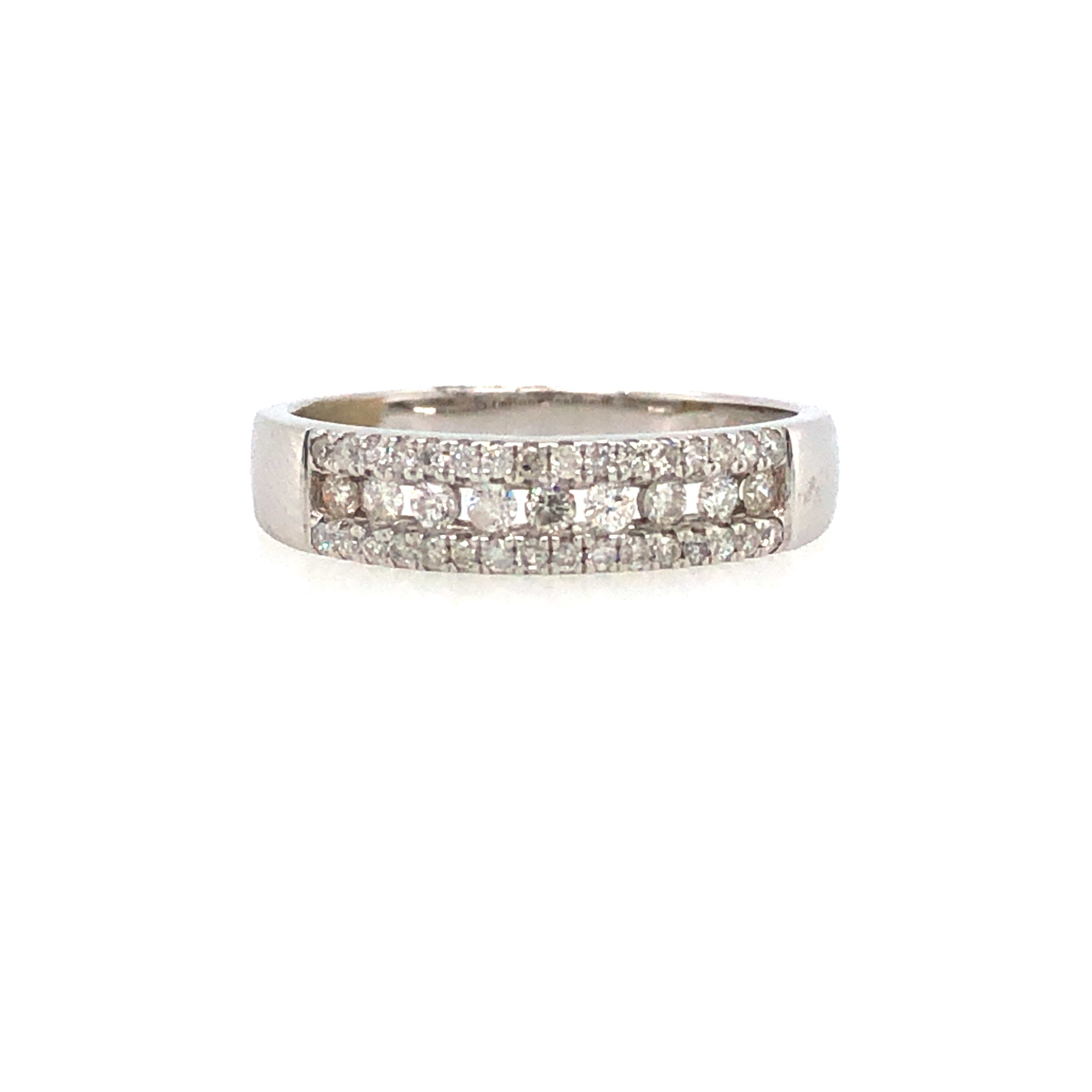 475699 14K WHITE GOLD 3 ROW CHANNEL SET AND BEAD SET .38TCW DIAMOND WEDDING BAND