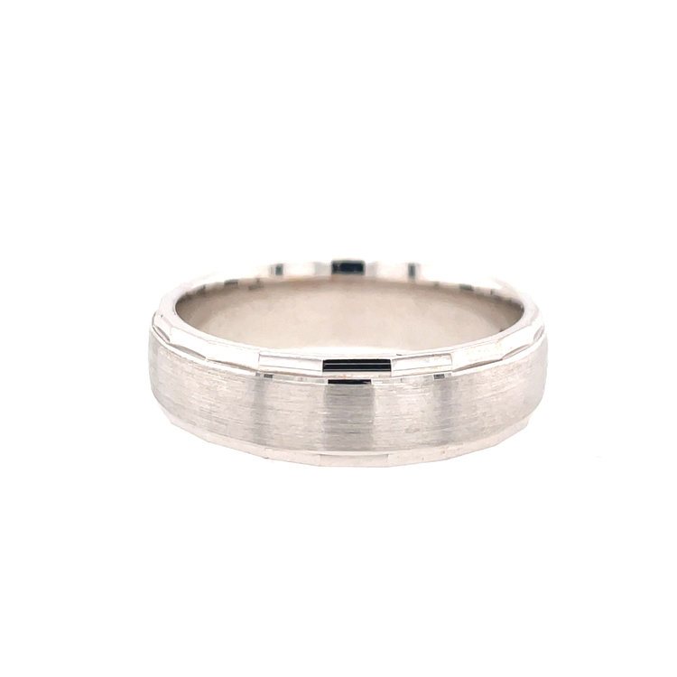 475664 14K WHITE GOLD DIAMOND CUT EDGES SATIN FINISH WEDDING BAND