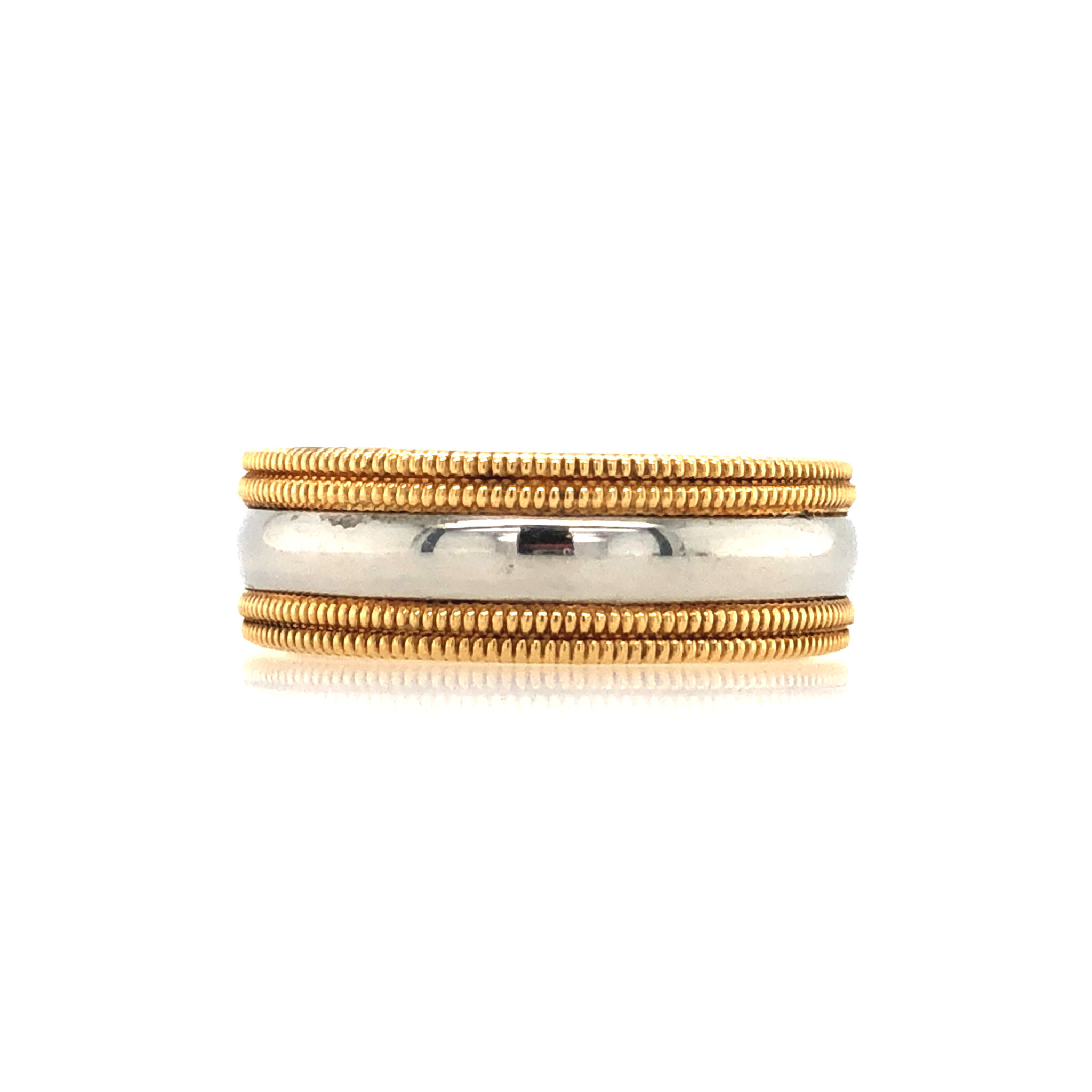 475326 18K YELLOW GOLD AND PLATINUM 2 TONE DOUBLE ROPE EDGE WEDDING BAND