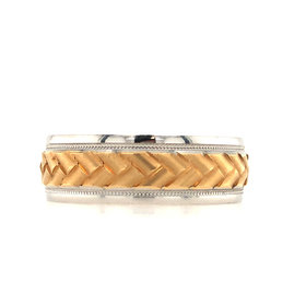 475132 14K TWO-TONE 7MM MATT FINISH BRAIDED WEDDING BAND