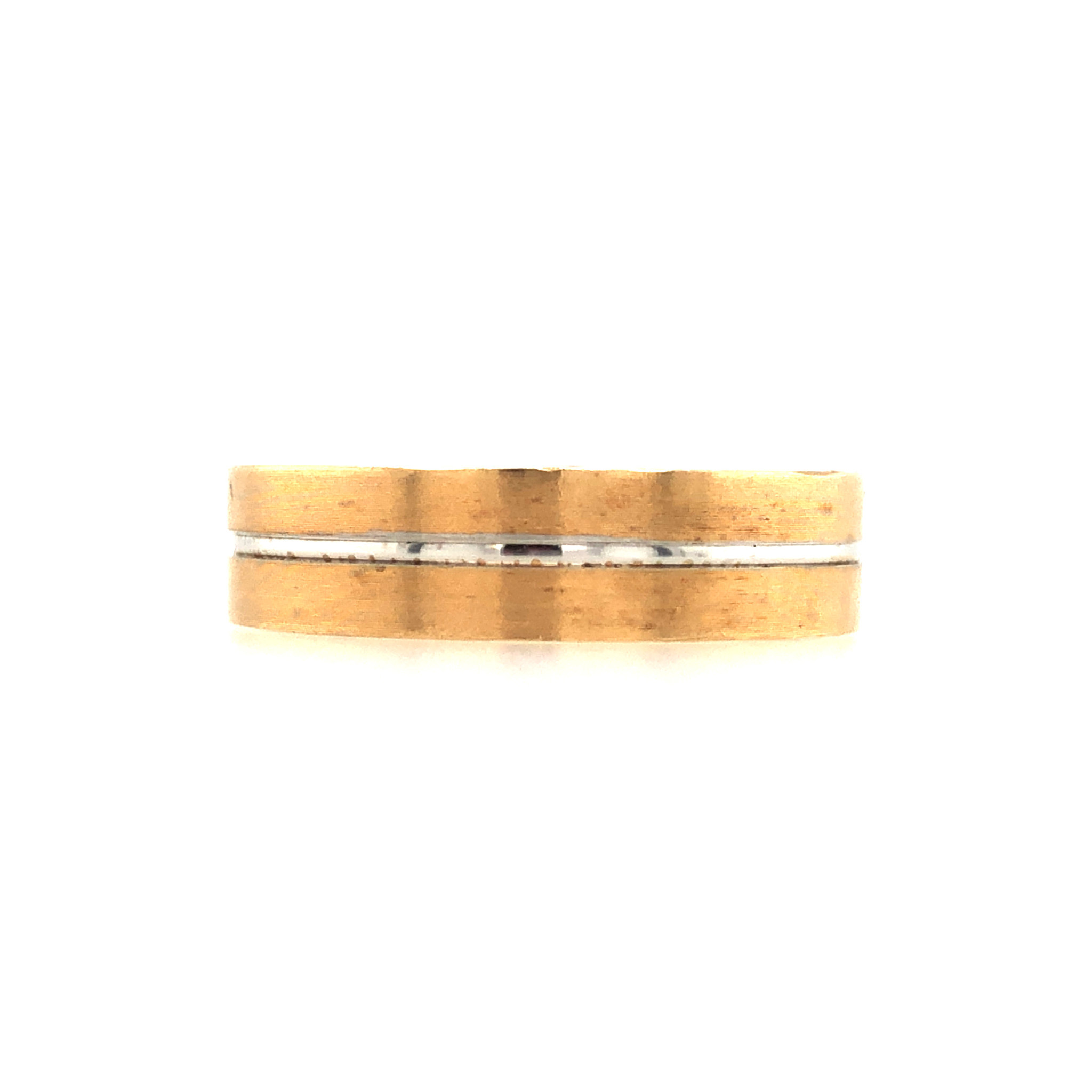 475142 14K 2 TONE MATTE FINISH WITH HIGH POLISH STRIP WEDDING BAND 5.9mm 10.25 size