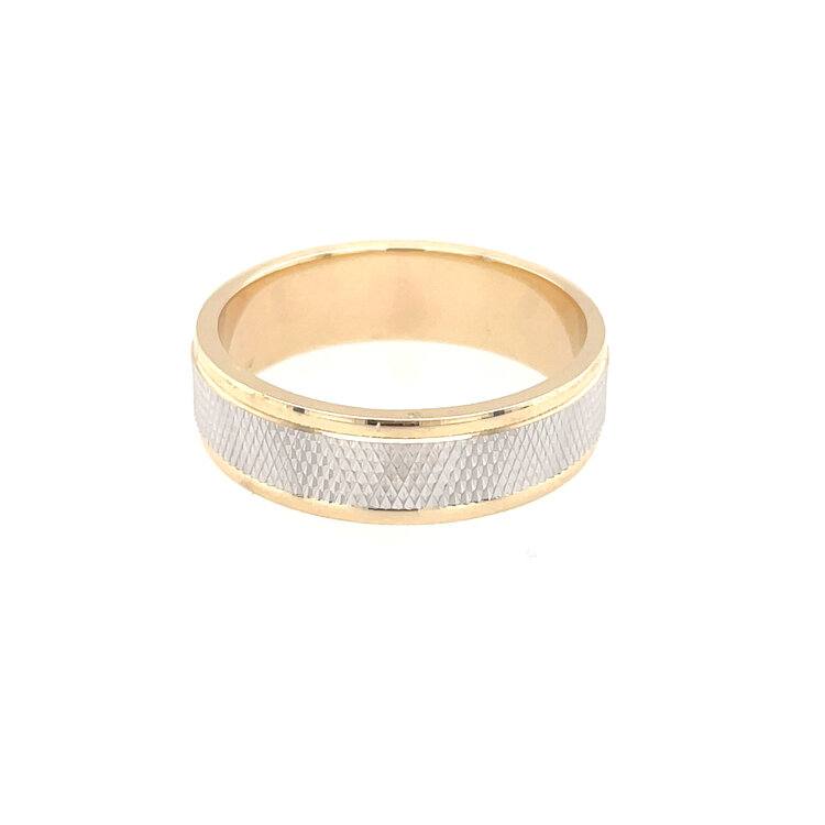 475737 14K TWO TONE DIAMOND CUT ILLUSION DESIGN WEDDING BAND SIZE 10
