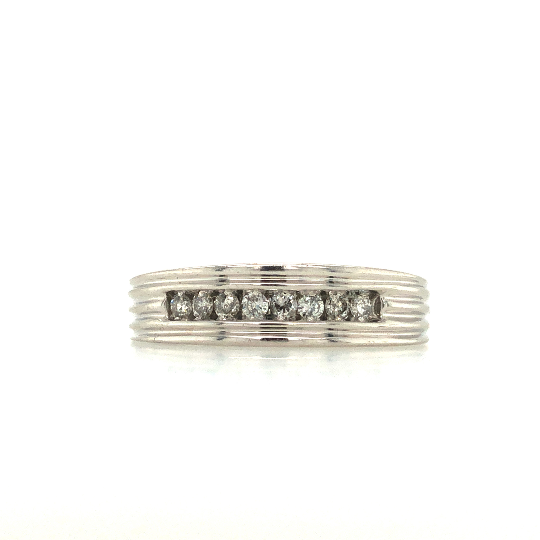 475588 14K WHITE GOLD .25TCW DIAMOND CHANNEL SET MENS WEDDING BAND