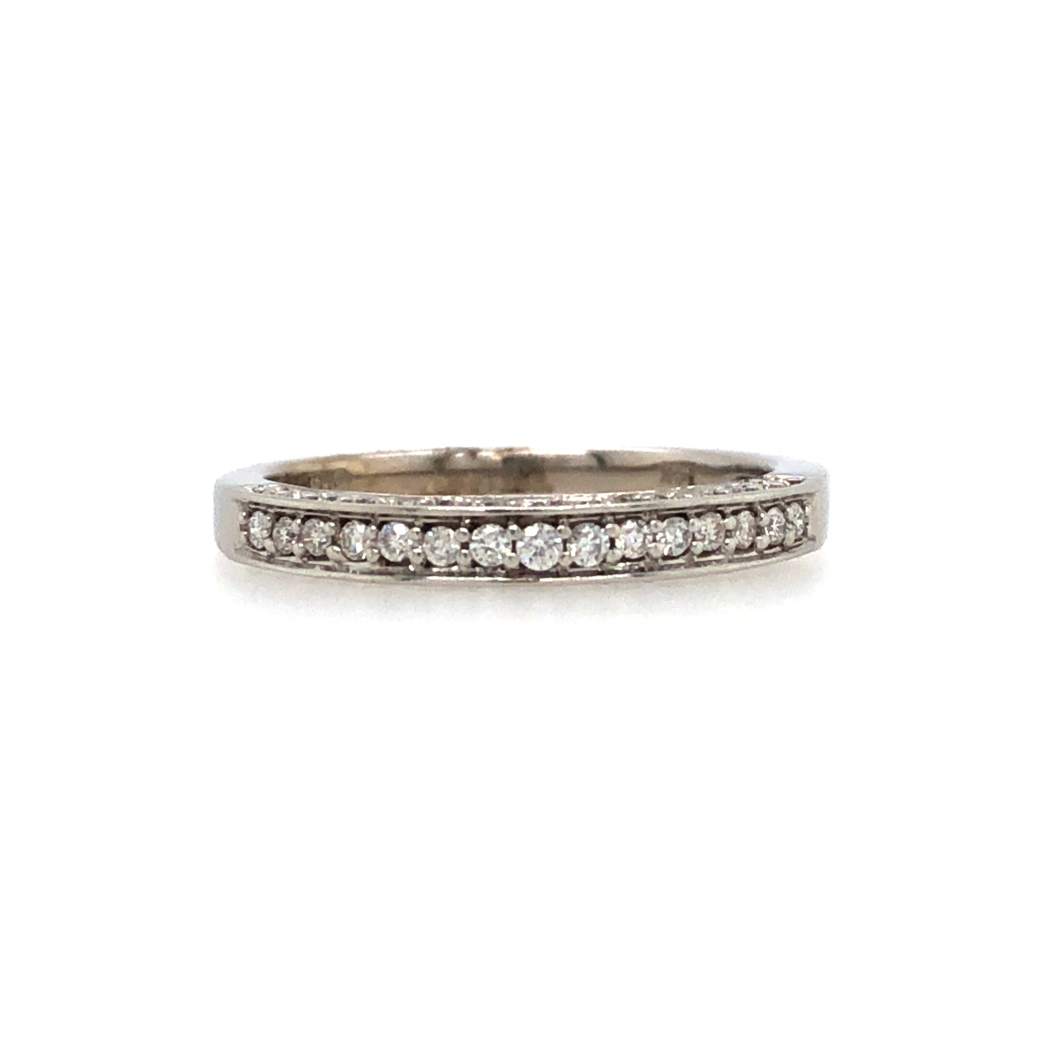475371 14K WHITE GOLD .45TCW ROUND DIAMOND BEAD SET WEDDING BAND
