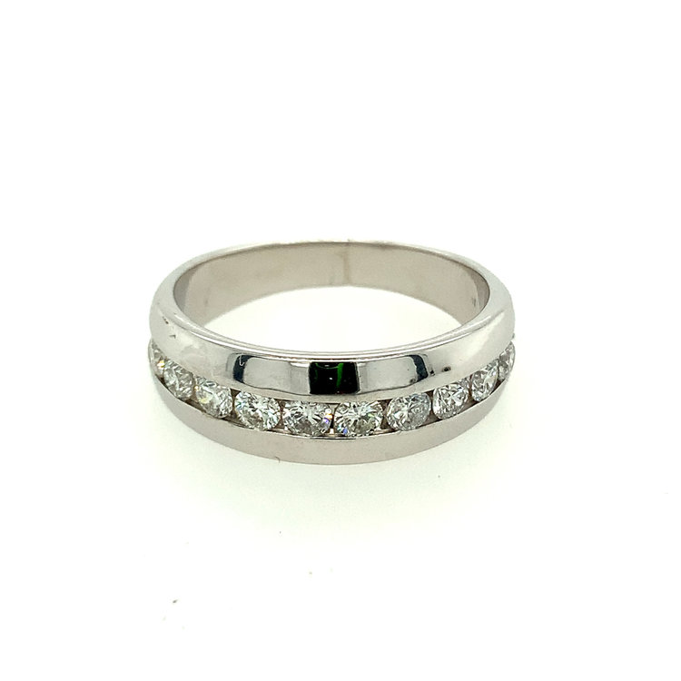 475057 14K WHITE GOLD 1.20TCW DIAMOND CHANNEL SET MENS WEDDING BAND