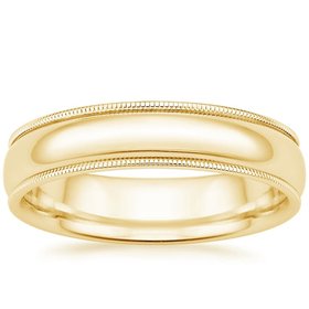 475040 14K YELLOW GOLD MILGRAIN EDGES HIGH POLISH WEDDING BAND 3.85MM